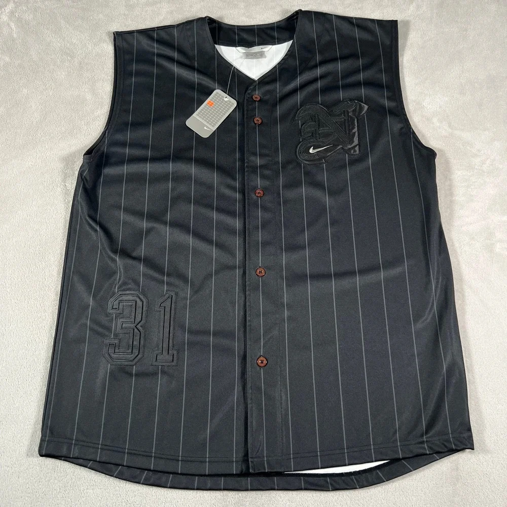 Vintage Y2K Nike Baseball Jersey #31 Men's XXL Black Pinstripe Sleeveless NWT